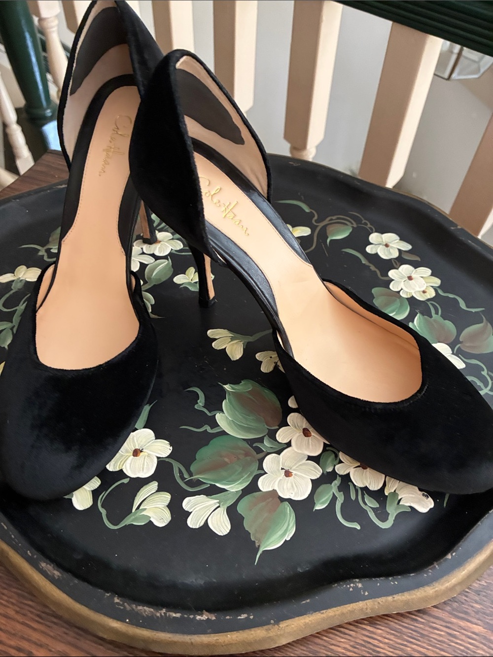Cole Haan Black Velvet Stiletto Pumps